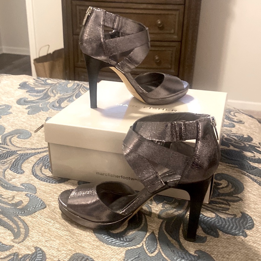 Silver and Black Heels